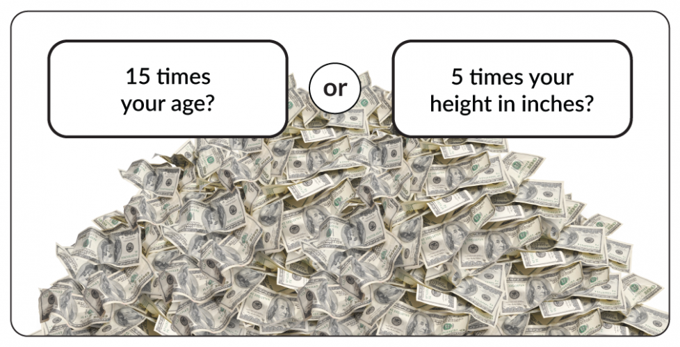 15 times your age? Or 5 times your height in inches?