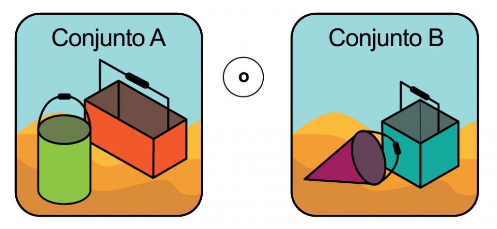 ¿El grupo A? Un cilindro y un prisma rectangular. ¿O el grupo B? Un cono y un cubo.