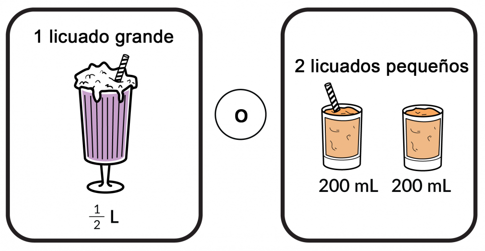 ¿1 licuado grande de medio litro? ¿O 2 licuados pequeños de 200 mililitros?