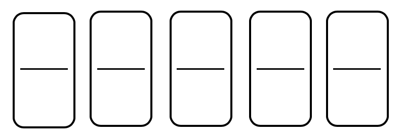 5 dominós en blanco