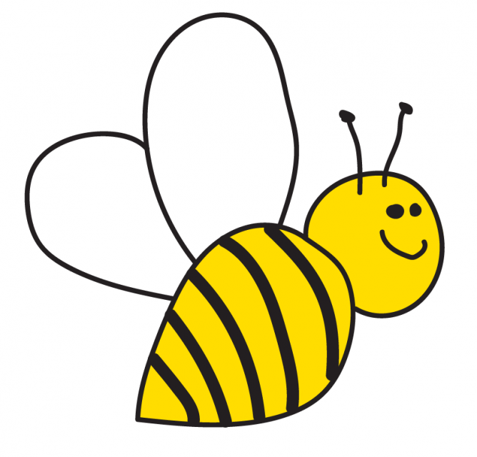 A bee with 2 blank wings to write on