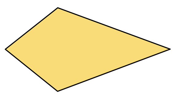Una figura de 4 lados, con longitudes desiguales de los lados.