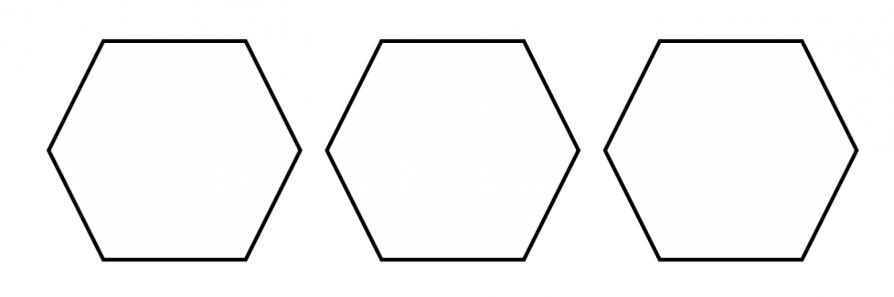 3 hexagon outlines