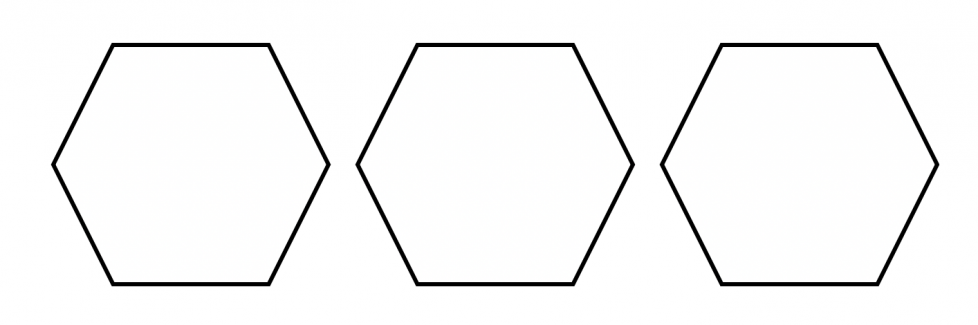 3 contornos de hexágonos