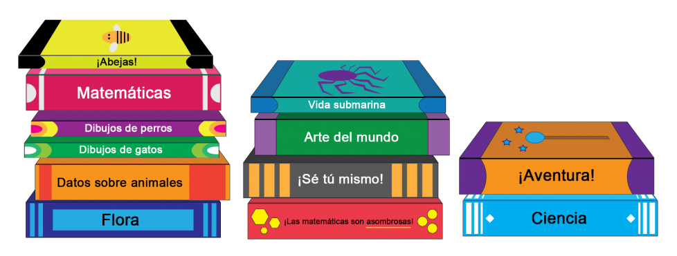 Muchos libros de cuentos ilustrados o infantiles.