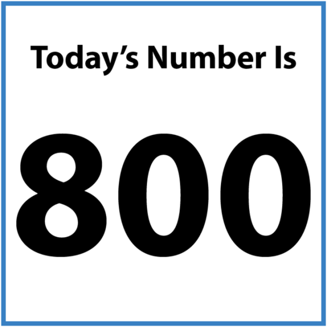Today's number is 800.