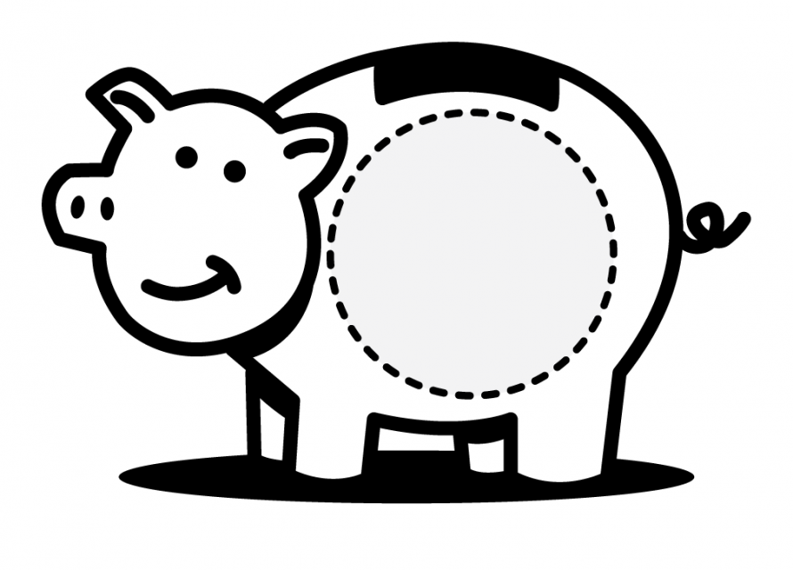 A blank piggy bank for you to draw on.