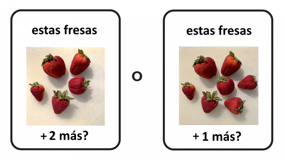 ¿5 fresas + 2 más? O, ¿7 fresas + 1 más?